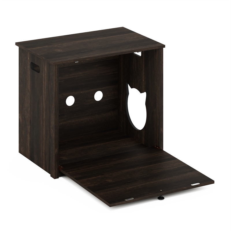 Pemberly Row Small Cat Litter Box Enclosure with Single Door in Ebony
