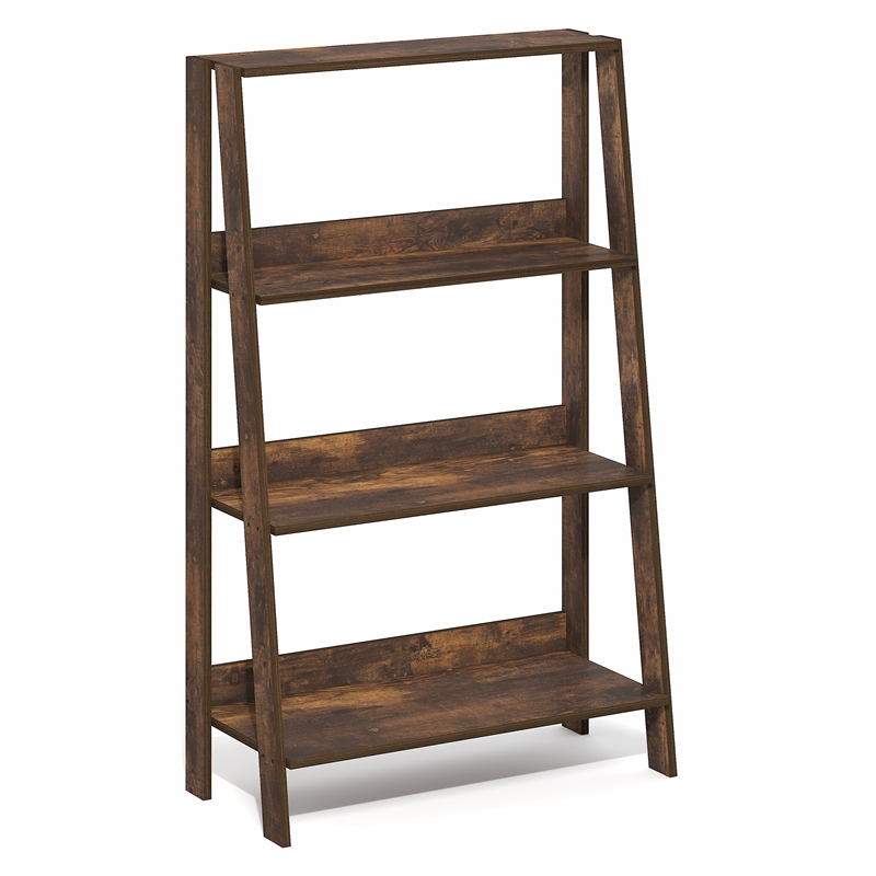 Pemberly Row 4-Tier Open Frame Bookcase with A-Shape Legs in Amber Pine