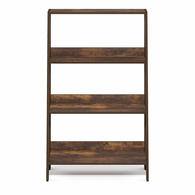 Pemberly Row 4-Tier Open Frame Bookcase with A-Shape Legs in Amber Pine