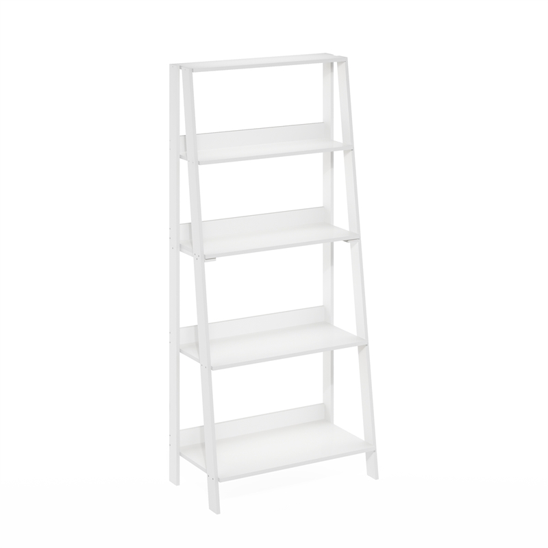 Pemberly Row 5-Tier Display Storage Shelves Wall-Leaning Style in Plain White