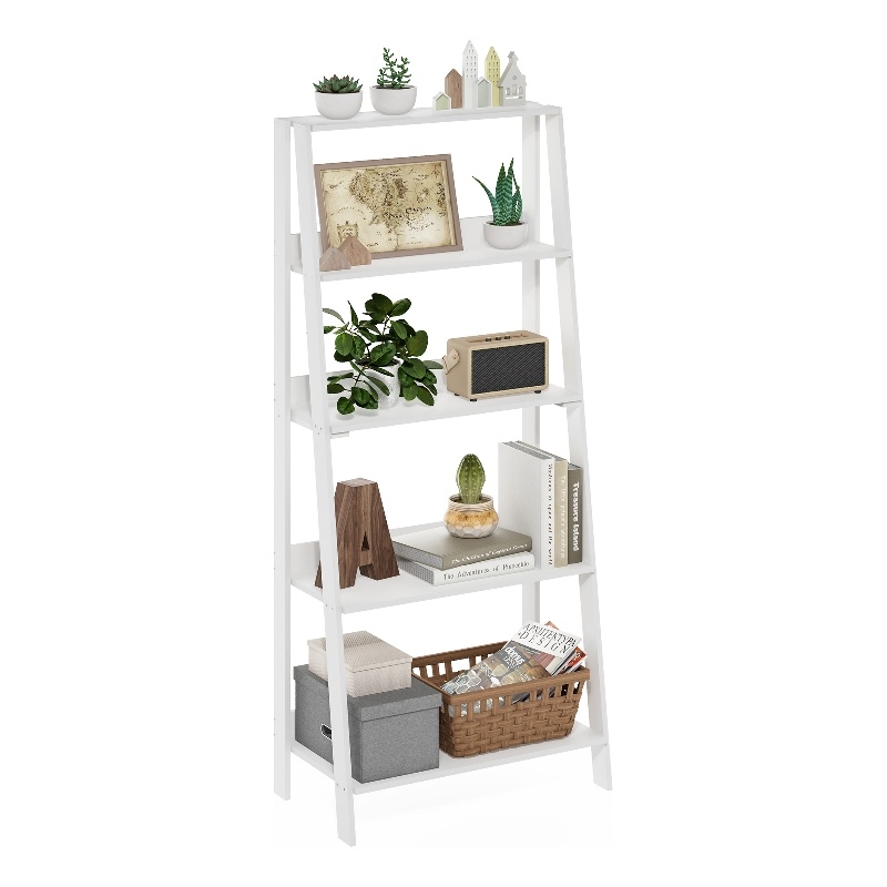 Pemberly Row 5-Tier Display Storage Shelves Wall-Leaning Style in Plain White