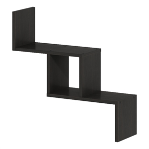 Pemberly Row Wall Mount Floating Ladder Shelf with Display Tiers in Espresso