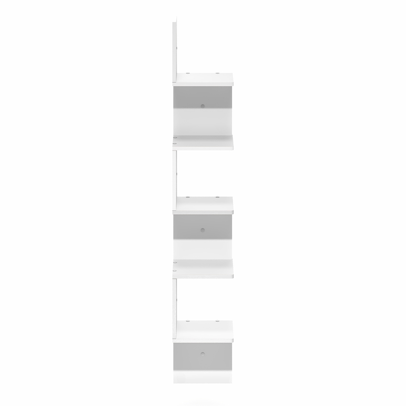 Pemberly Row 5-Tier Corner S-shape Radial Floating Bookshelf in White
