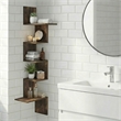 Pemberly Row 5-Tier Corner S-shape Radial Floating Bookshelf in Amber Pine