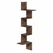 Pemberly Row 5-Tier Corner S-shape Radial Floating Bookshelf in Amber Pine