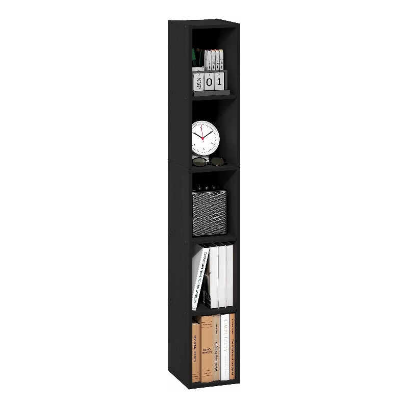Pemberly Row 5-Tier 8-In Width Narrow Bookcase 9.3 x 7.9 x 51.9 in Blackwood