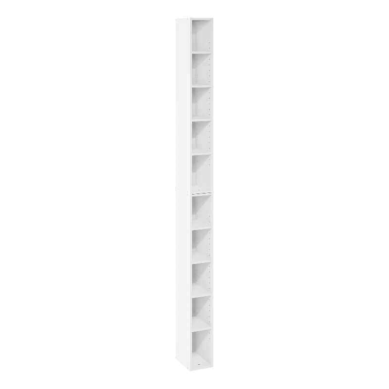 Pemberly Row 10-Tier Storage Shelf Bookcase 6 Inch Wide in White