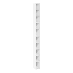 Pemberly Row 10-Tier Storage Shelf Bookcase 6 Inch Wide in White