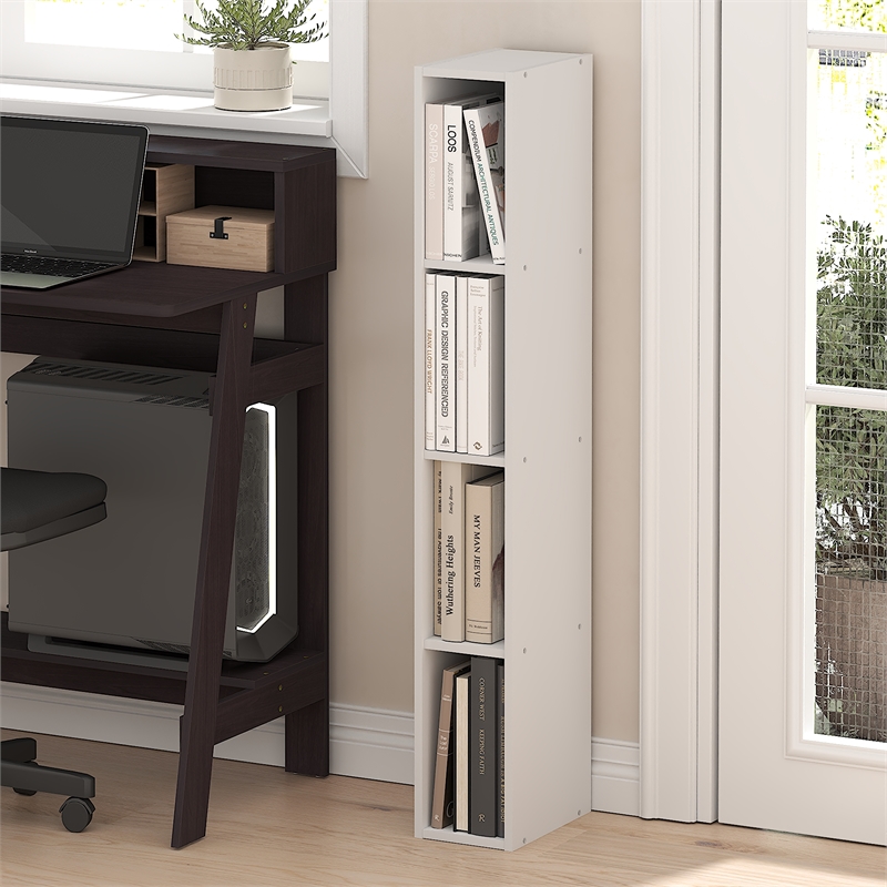 Pemberly Row 4-Tier 6-In Width Narrow Bookcase 9.3 x 5.9 x 41.6 in White