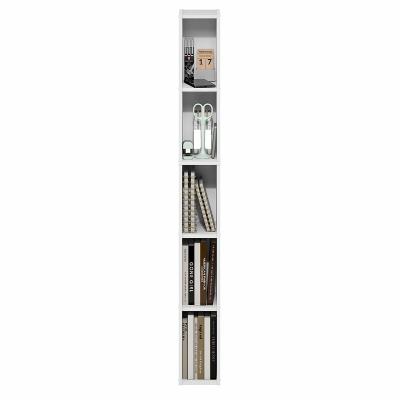 Pemberly Row 5-Tier 6-In Width Narrow Bookcase 9.3 x 5.9 x 51.9 in White