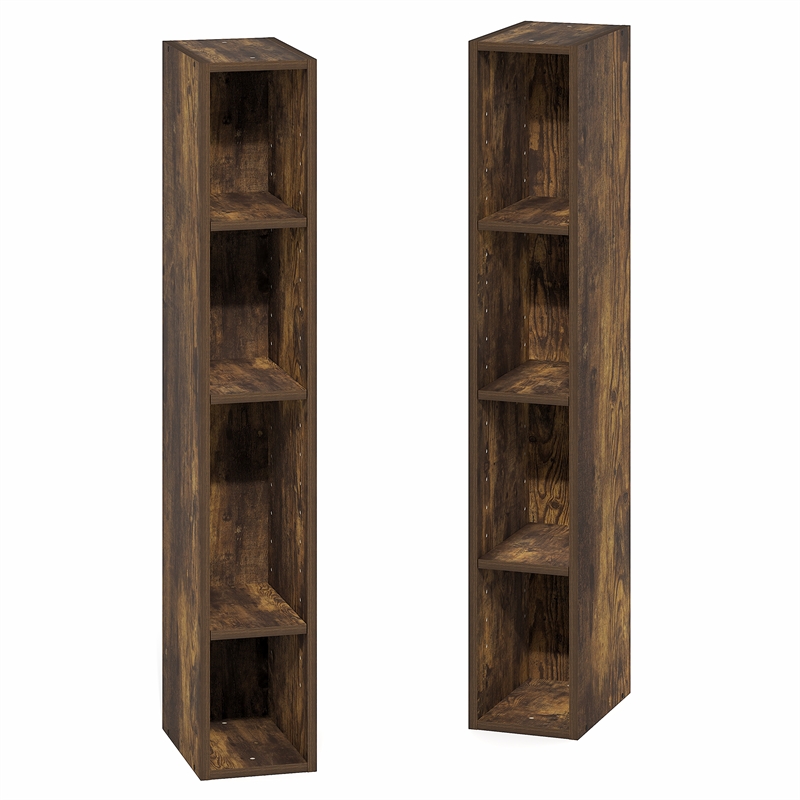 Pemberly Row 8-Tier Bookshelf with Storage Shelf in Amber Pine