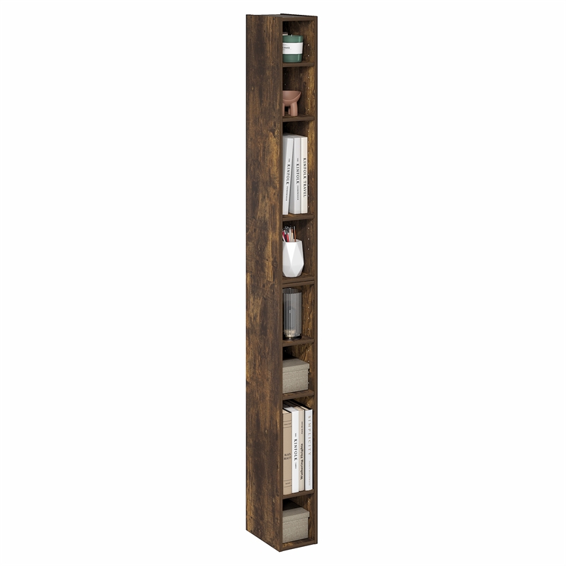 Pemberly Row 8-Tier Bookshelf with Storage Shelf in Amber Pine