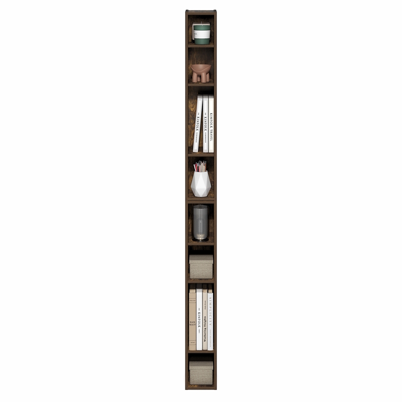 Pemberly Row 8-Tier Bookshelf with Storage Shelf in Amber Pine