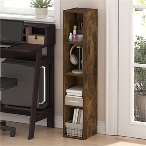 Pemberly Row 4-Tier 8-In Width Narrow Bookcase 9.3 x 7.9 x 41.6 in Amber Pine