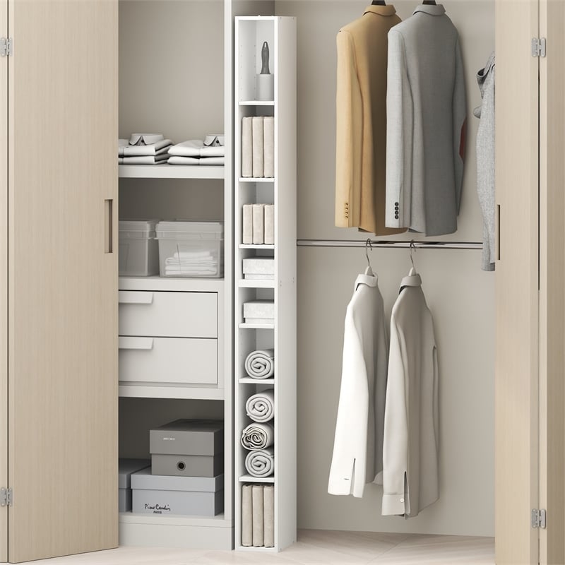 Pemberly Row 8-Tier Adjustable Closet Organizer 6 Inch Width in White
