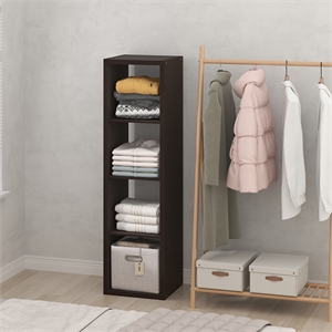 Pemberly Row 4-Cube Open Shelf Extra Thick Frame in Black Dark Oak