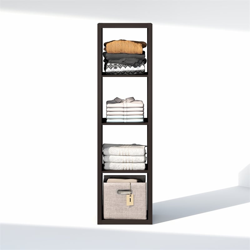 Pemberly Row 4-Cube Open Shelf Extra Thick Frame in Black Dark Oak