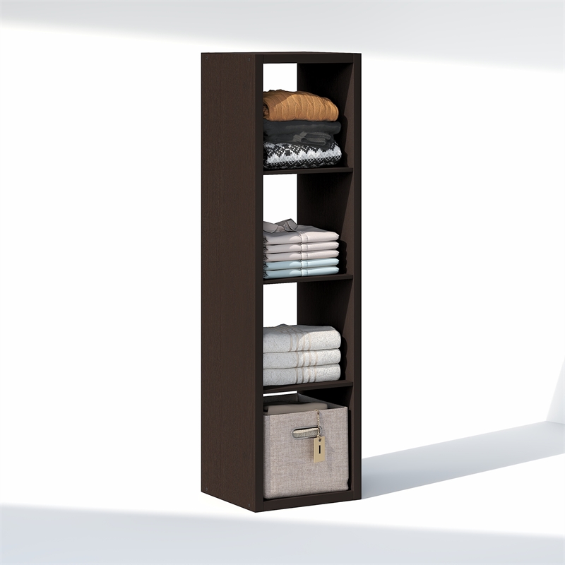 Pemberly Row 4-Cube Open Shelf Extra Thick Frame in Black Dark Oak
