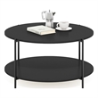 Pemberly Row 2-Tier Round Coffee Table with Metal Legs in Dark Americano