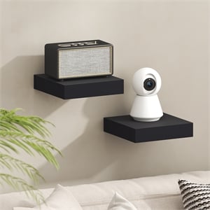 Pemberly Row 9 x 9 2-in Thick Invisible Brackets Floating Shelves in Americano