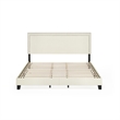 Pemberly Row King Bedframe Button Double Row Nail Headboard in Light Beige