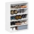 Pemberly Row 5-Tier Stackable Shoe Rack for Closet Entryway in White