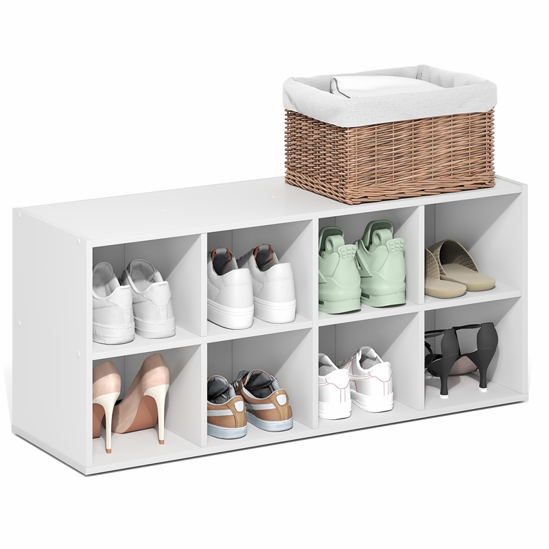 Pemberly Row 8-Cube Stackable Shoe Rack for Closet Entryway in White