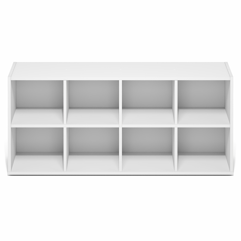 Pemberly Row 8-Cube Stackable Shoe Rack for Closet Entryway in White