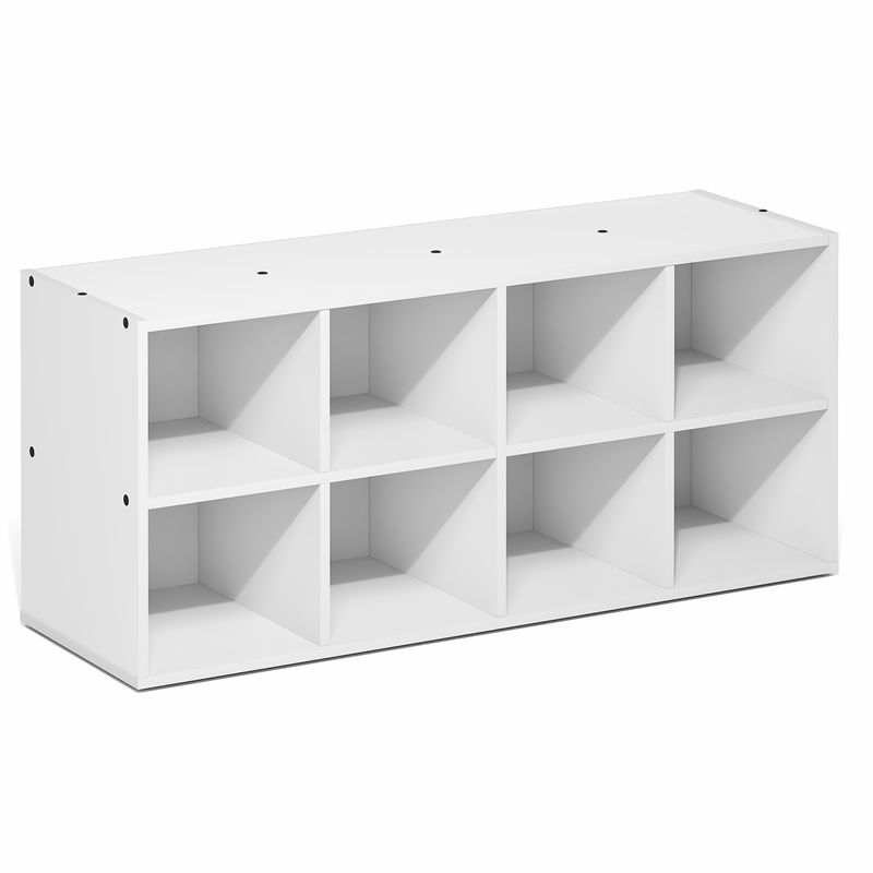 Pemberly Row 8-Cube Stackable Shoe Rack for Closet Entryway in White