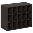 Pemberly Row 15-Cube Stackable Shoe Rack for Closet Entryway in Black Dark Oak