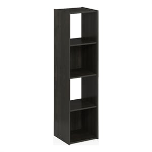Pemberly Row Storage Cabinet 4x1 Vertical Shelves in Espresso