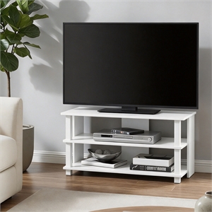 Pemberly Row 3-Tier Open Frame Entertainment Center for 40 Inch TV in White