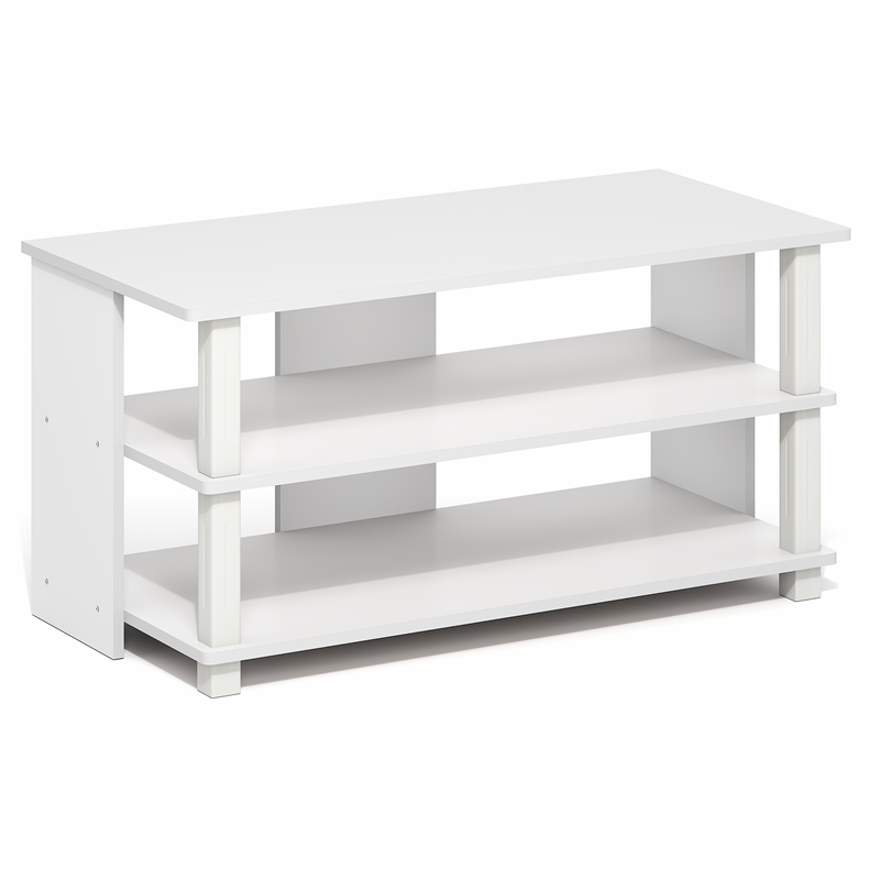Pemberly Row 3-Tier Open Frame Entertainment Center for 40 Inch TV in White