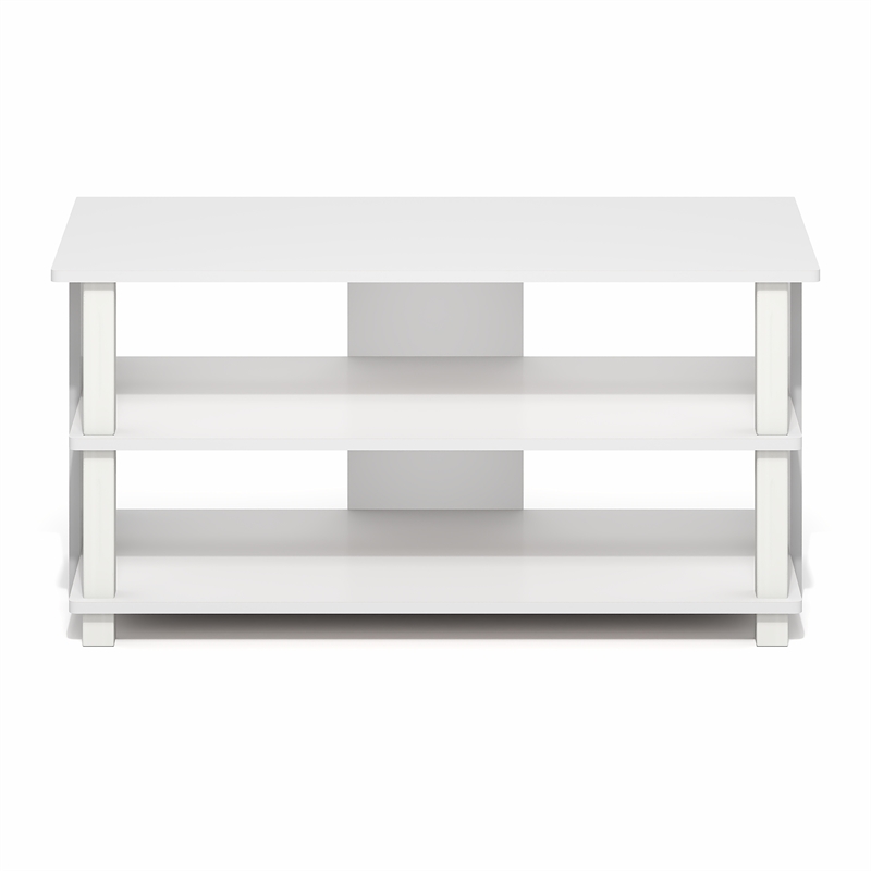 Pemberly Row 3-Tier Open Frame Entertainment Center for 40 Inch TV in White