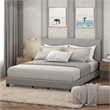 Pemberly Row California King Button Tufted Bed Frame 12 Slats in Light Grey