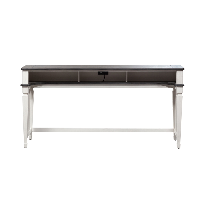 Pemberly Row White Console Bar Table with 2 Outlets and 2 USB Ports