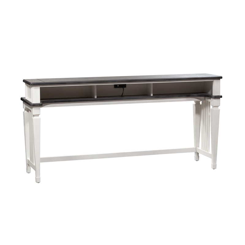 Pemberly Row White Console Bar Table with 2 Outlets and 2 USB Ports