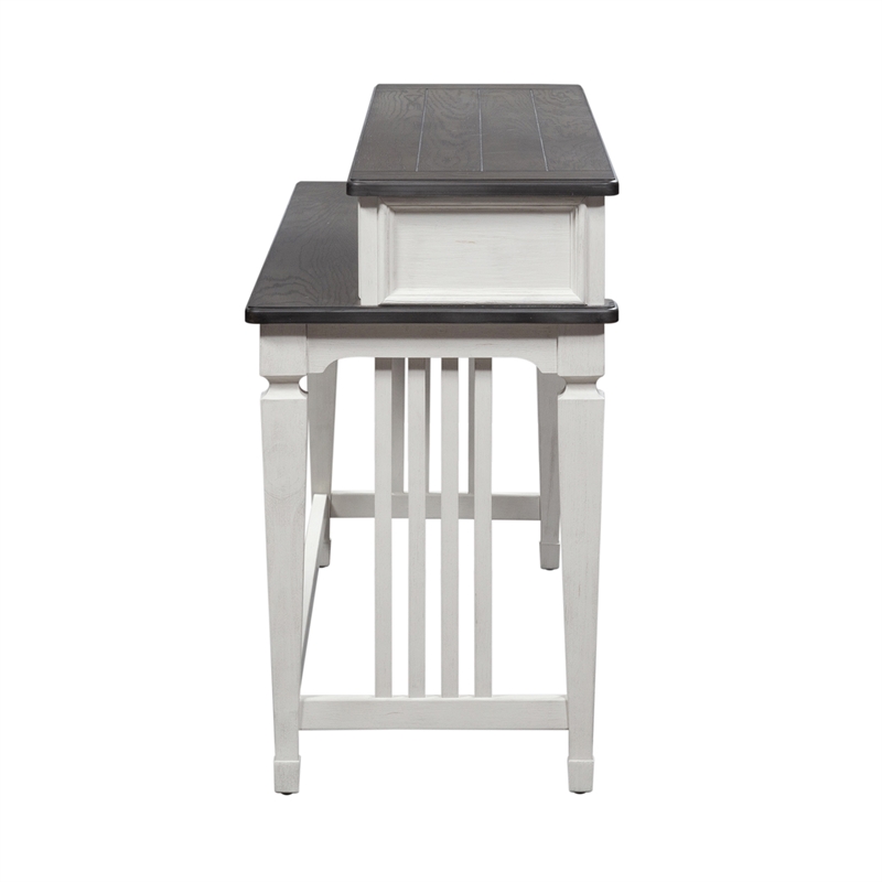 Pemberly Row White Console Bar Table with 2 Outlets and 2 USB Ports