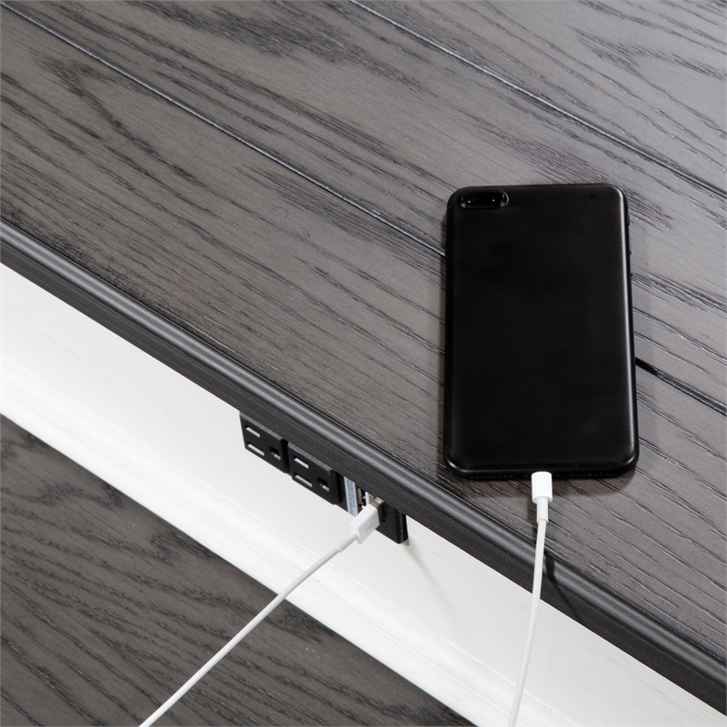 Pemberly Row White Console Bar Table with 2 Outlets and 2 USB Ports