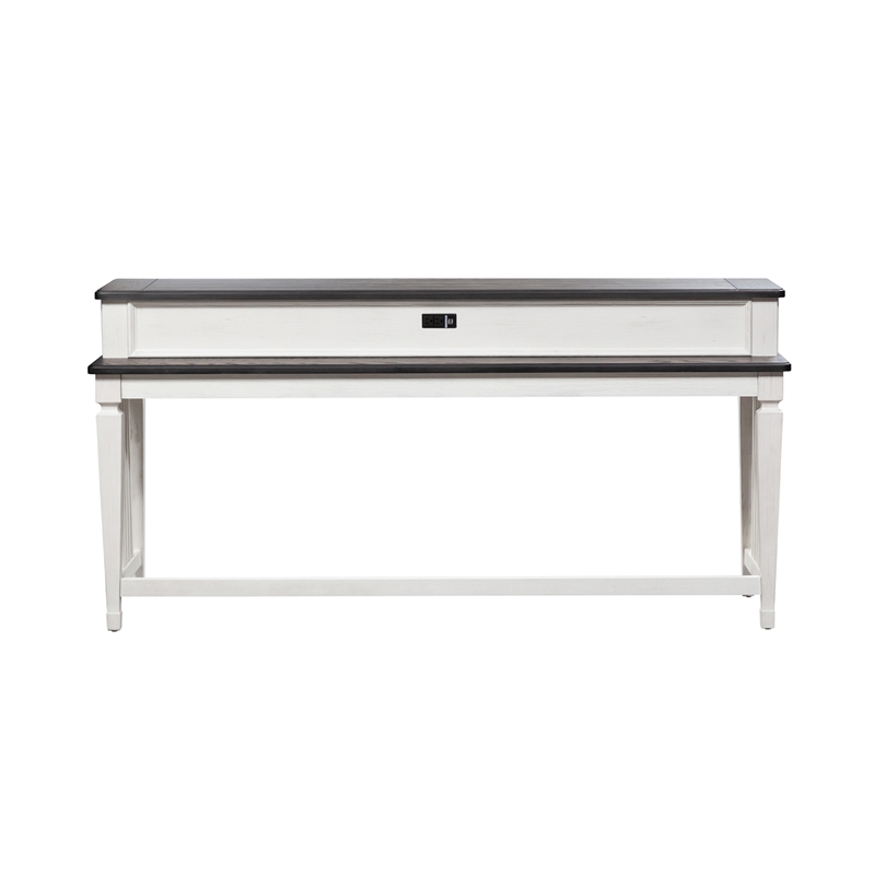 Pemberly Row White Console Bar Table with 2 Outlets and 2 USB Ports