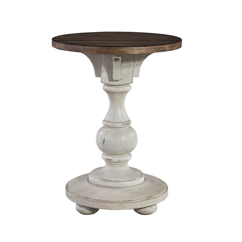 Pemberly Row Chair Side Table with Plank Top and Corbel Accents