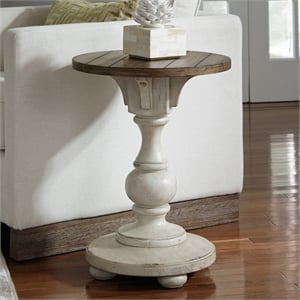 Pemberly Row Chair Side Table with Plank Top and Corbel Accents