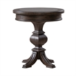 Pemberly Row Round Chairside Table with Blue Stone Insert in Brown