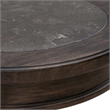 Pemberly Row Round Chairside Table with Blue Stone Insert in Brown