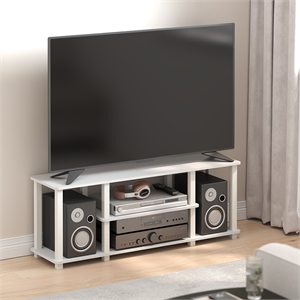 Pemberly Row 3-Tier No Tools TV Stand for TV up to 50&quot in White