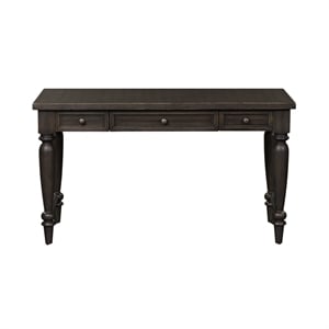 Pemberly Row Black Writing Desk with 3 Drawers and Heavy Turned Legs