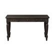 Pemberly Row Black Writing Desk with 3 Drawers and Heavy Turned Legs