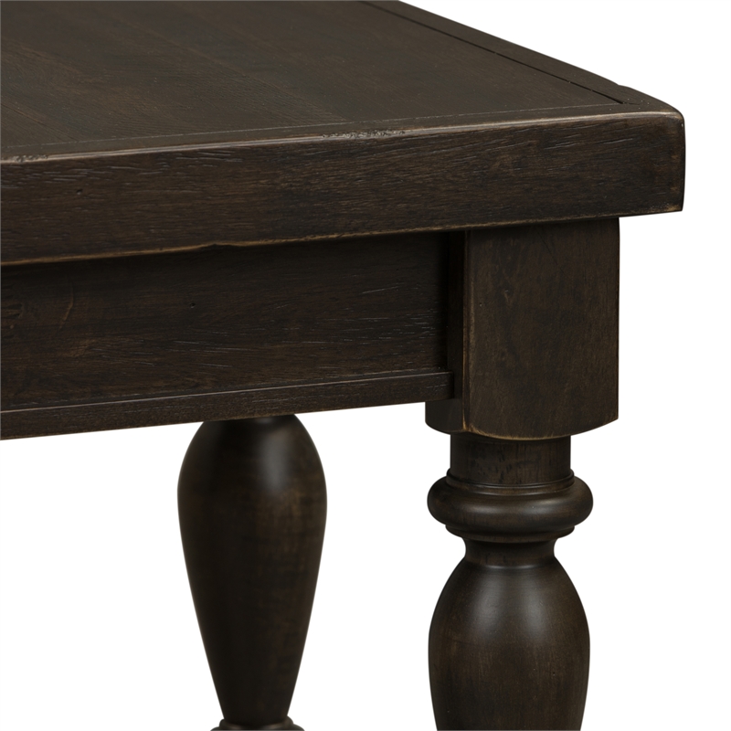 Pemberly Row Black Backless Bench with Turned Legs and Nylon Glides