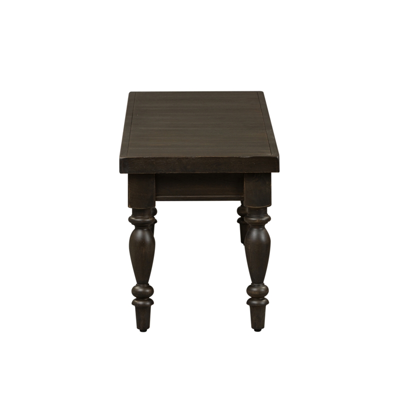 Pemberly Row Black Backless Bench with Turned Legs and Nylon Glides