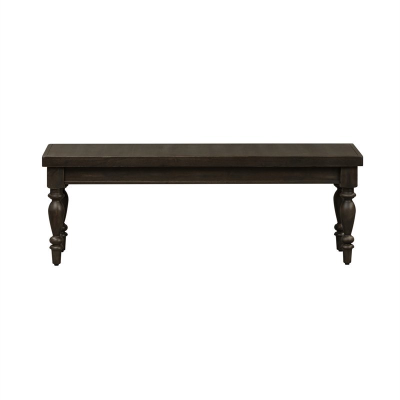 Pemberly Row Black Backless Bench with Turned Legs and Nylon Glides